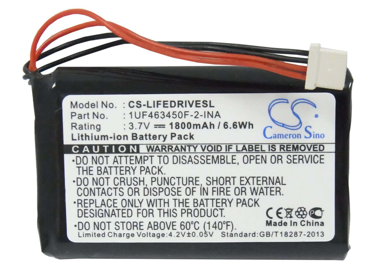 3.7V, Li-ion, 1800mAh, PDA battery fits Palm, 1uf463450f-2-ina, Lifedriver, 6.66Wh PDA, Pocket PC Cameron Sino Technology Limited