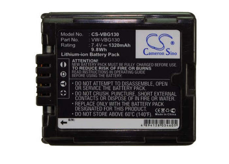7.4V, Li-ion, 1320mAh, Camera battery fits Panasonic, Dmw-bla13, Ag-hmc151, Ag-hmc41, 9.768Wh Camera Cameron Sino Technology Limited (Camera)