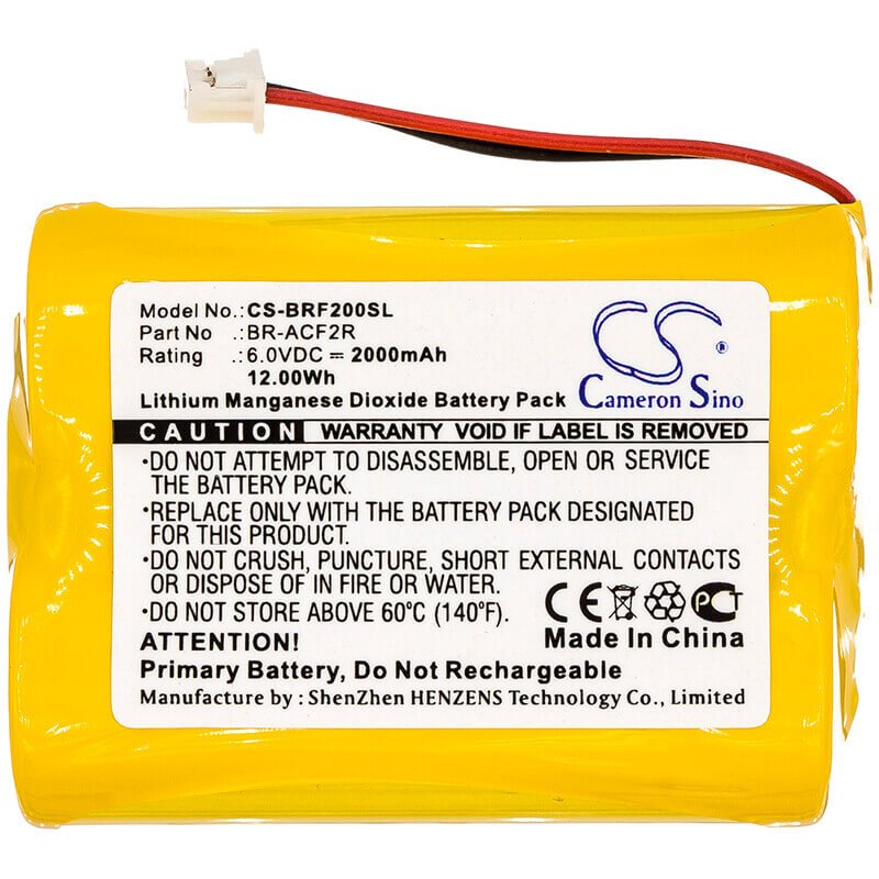 PLC Battery for Panasonic, Br-acf2r, Note, Primary Battery 6v, 2000mah - 12.00wh PLC Cameron Sino Technology Limited