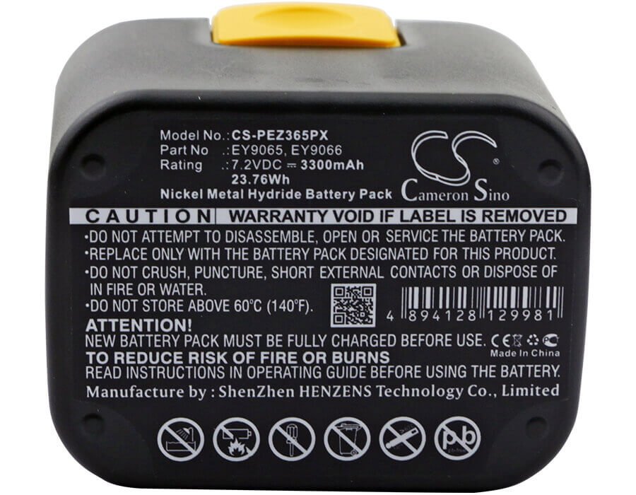 7.2V, Ni-MH, 3300mAh, Power Tools battery fits Panasonic, Ey6198b, Ey3653, Ey3653cq, 23.76Wh Power Tools Cameron Sino Technology Limited (Power Tools)
