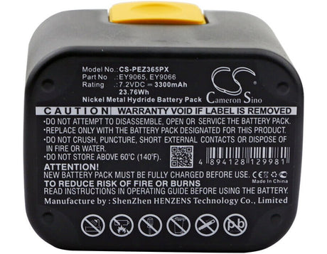 7.2V, Ni-MH, 3300mAh, Power Tools battery fits Panasonic, Ey6198b, Ey3653, Ey3653cq, 23.76Wh Power Tools Cameron Sino Technology Limited (Power Tools)