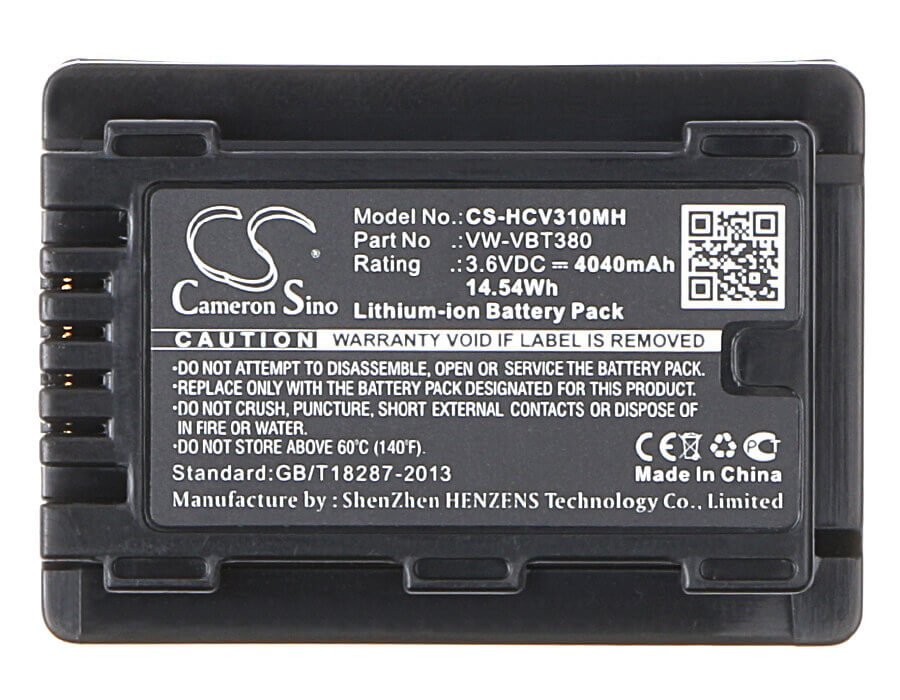3.6V, Li-ion, 4040mAh, Camera battery fits Panasonic, Vw-vbt380, Hc-250eb, Hc-550eb, 14.544Wh Camera Cameron Sino Technology Limited (Camera)