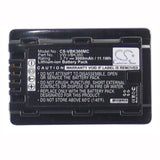 3.7V, Li-ion, 3000mAh, Camera battery fits Panasonic, Vw-vbk360, Hc-v10, Hc-v100, 11.1Wh Camera Cameron Sino Technology Limited (Camera)