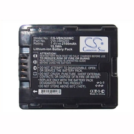 7.4V, Li-ion, 2100mAh, Camera battery fits Panasonic, Vw-vbn260, Hc-x900, Hc-x900m, 15.54Wh Camera Cameron Sino Technology Limited (Camera)