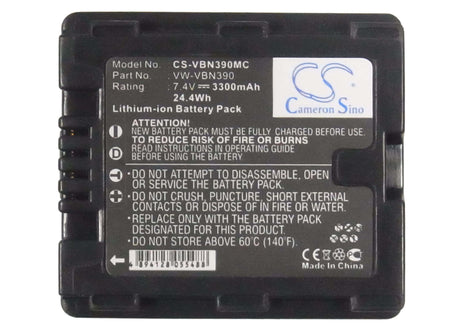 7.4V, Li-ion, 3300mAh, Camera battery fits Panasonic, Vw-vbn390, Hc-x900, Hc-x900m, 24.42Wh Camera Cameron Sino Technology Limited (Camera)