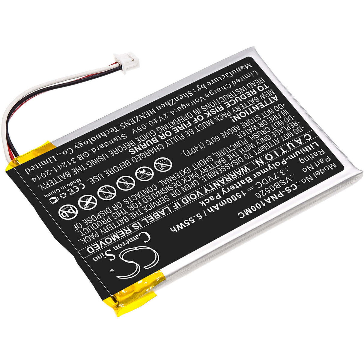 3.7V, Li-Polymer, 1500mAh, Camera battery fits Panasonic, Vsb0526, Hx-a100, Hx-a100-h, 5.55Wh Camera Cameron Sino Technology Limited (Camera)