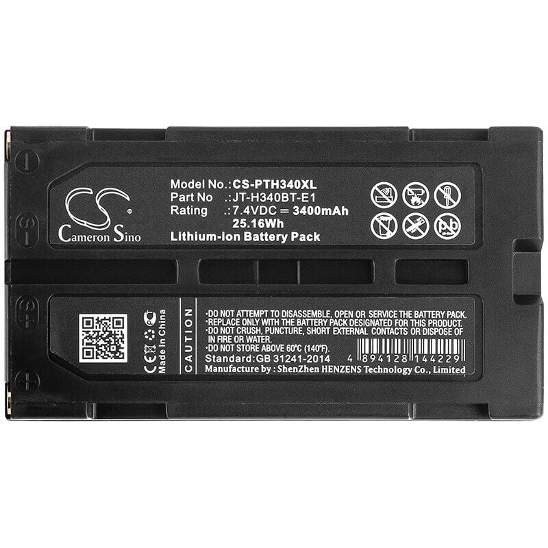 7.4V, Li-ion, 3400mAh, Portable Printer battery fits Panasonic, Jt-h340bt-e1, Jt-h340bt-10, Jt-h340pr, 25.16Wh Portable Printer Cameron Sino Technology Limited
