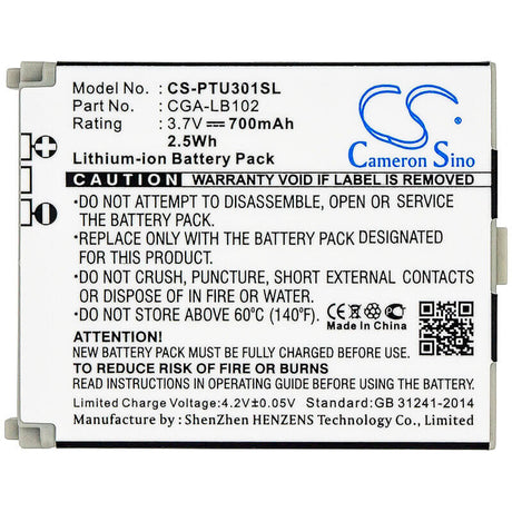 3.7V, Li-ion, 700mAh, SmartPhone battery fits Panasonic, Cga-lb102, Kx-tu301, Kx-tu301 Gme, 2.59Wh Mobile, SmartPhone Cameron Sino Technology Limited (Smartphone)