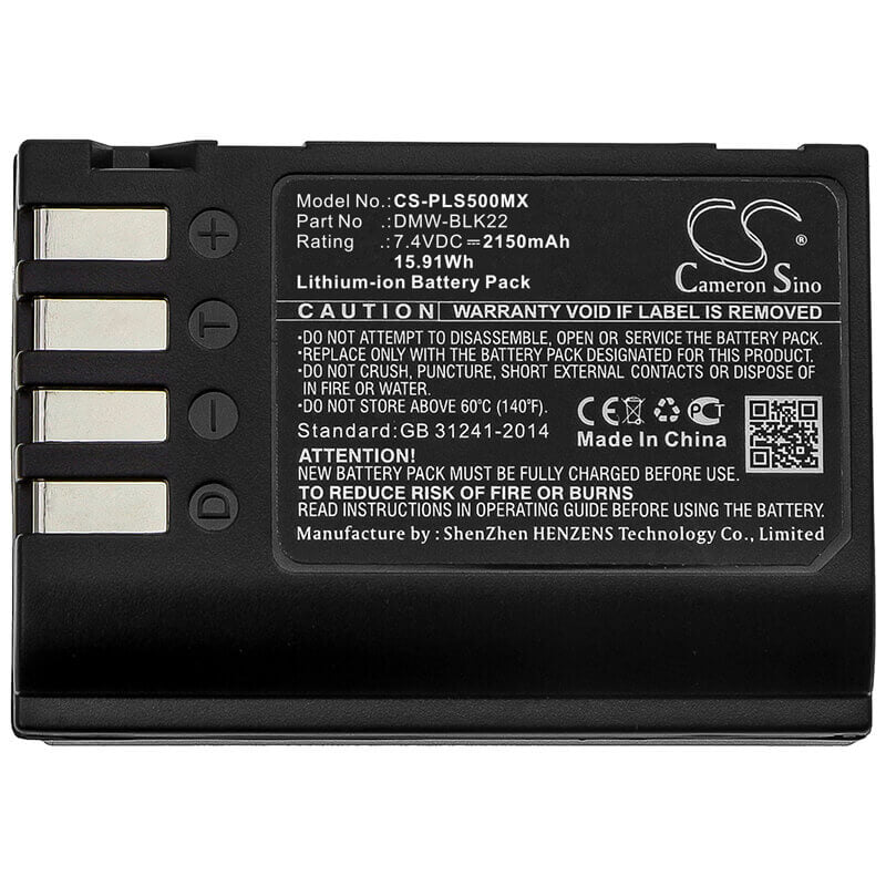 7.4V, Li-ion, 2150mAh, Camera battery fits Panasonic, Dmw-blk22, Lumix Dc-s5, Lumix Dc-s5k, 15.91Wh Camera Cameron Sino Technology Limited (Camera)
