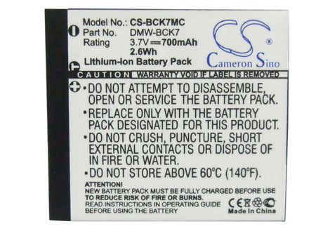 3.7V, Li-ion, 700mAh, Camera battery fits Panasonic, Acd-341, Lumix Dmc-fp77, Lumix Dmc-fs14, 2.59Wh Camera Cameron Sino Technology Limited (Camera)