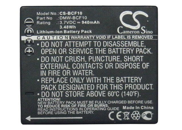 3.7V, Li-ion, 940mAh, Camera battery fits Panasonic, Cga-s/106b, Lumix Dmc-fs4k, Lumix Dmc-fs8s, 3.478Wh Camera Cameron Sino Technology Limited (Camera)