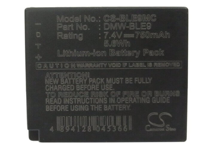 7.4V, Li-ion, 750mAh, Camera battery fits Panasonic, Dmw-ble9, Lumix Dmc-gf6x, Lumix Dmc-dmc-s6k, 5.55Wh Camera Cameron Sino Technology Limited (Camera)