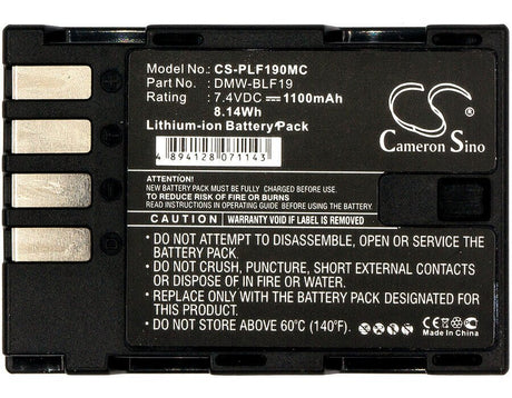 7.4V, Li-ion, 1100mAh, Camera battery fits Panasonic, Dmw-blf19, Lumix Dmc-gh3, Lumix Dmc-gh3a, 8.14Wh Camera Cameron Sino Technology Limited (Camera)