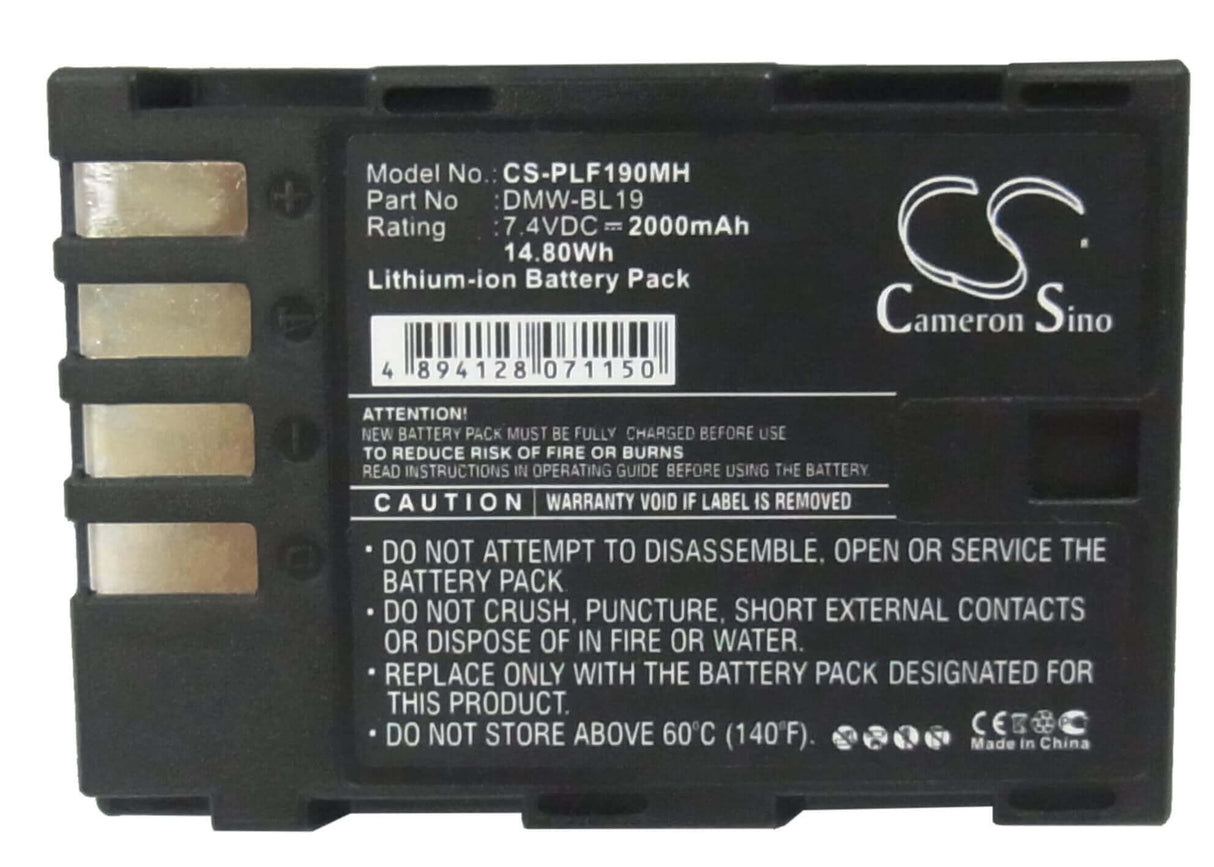 7.4V, Li-ion, 2000mAh, Camera battery fits Panasonic, Dmw-blf19, Lumix Dmc-gh3, Lumix Dmc-gh3a, 14.8Wh Camera Cameron Sino Technology Limited (Camera)