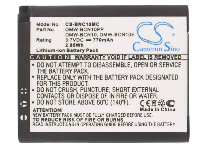 3.7V, Li-ion, 770mAh, Camera battery fits Leica, Panasonic, Bp-dc14, C, V-lux50, 2.849Wh Camera Cameron Sino Technology Limited (Camera)