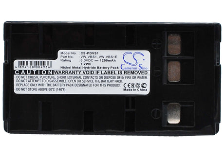 Camera Battery For Panasonic Nv-3ccd1, Nv-61, Nv-63, Nv-g1, 6v, 1200mah - 7.20wh Camera Cameron Sino Technology Limited (Camera)