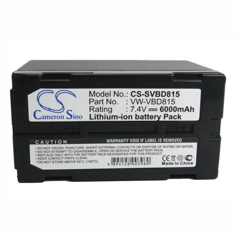7.4V, Li-ion, 6000mAh, Camera battery fits Panasonic, Vw-vbd815, Nv-dx100, 44.4Wh Camera Cameron Sino Technology Limited (Camera)