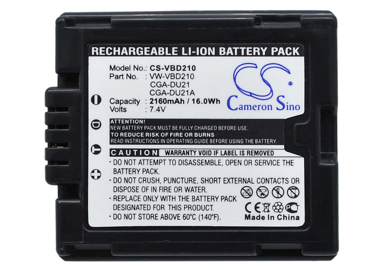 Camera Battery For Panasonic Nv-gs100k, Nv-gs11, Nv-gs120k, Nv-gs17ef-s, 7.4v, 2160mah - 15.98wh Camera Cameron Sino Technology Limited (Camera)