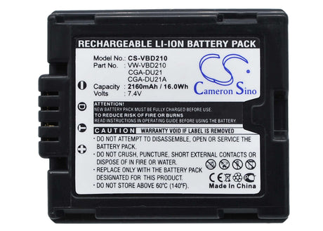 Camera Battery For Panasonic Nv-gs100k, Nv-gs11, Nv-gs120k, Nv-gs17ef-s, 7.4v, 2160mah - 15.98wh Camera Cameron Sino Technology Limited (Camera)
