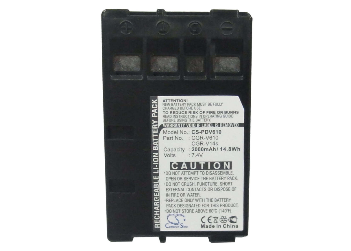 Battery For Panasonic Nvrs7, Nvrx14, Nvrx17, Nvrx18, 7.4v, 2000mah - 14.80wh Camera Cameron Sino Technology Limited (Suspended)   