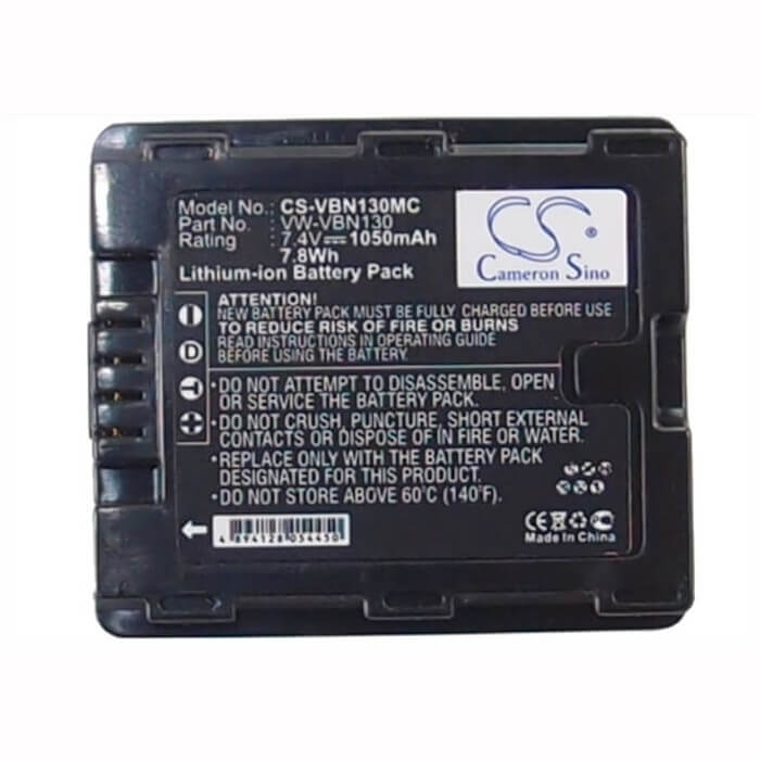 7.4V, Li-ion, 1050mAh, Camera battery fits Panasonic, Vw-vbn130, Hc-x800, Hc-x920, 7.77Wh Camera Cameron Sino Technology Limited (Camera)