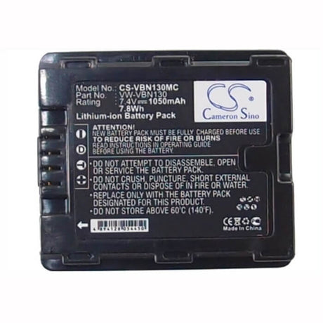 7.4V, Li-ion, 1050mAh, Camera battery fits Panasonic, Vw-vbn130, Hc-x800, Hc-x920, 7.77Wh Camera Cameron Sino Technology Limited (Camera)