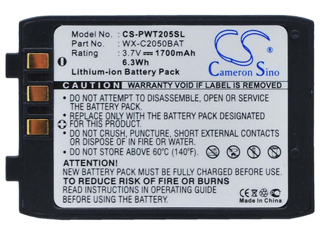 3.7V, Li-ion, 1700mAh, Headset battery fits Panasonic, 2050bat, Attune Aio 2050, Ultraplex Ii 2051, 6.29Wh Wireless Headset Cameron Sino Technology Limited