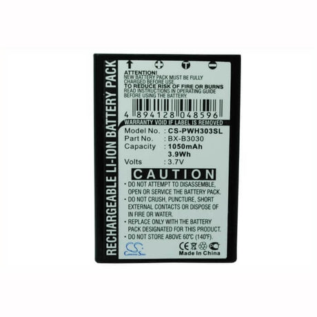 3.7V, Li-ion, 1050mAh, Headset battery fits Panasonic, Listen Technologies, Bx-b3030, Idsp Receivers, M1, 3.89Wh Wireless Headset Cameron Sino Technology Limited