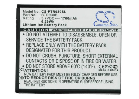 3.7V, Li-ion, 1700mAh, SmartPhone battery fits Pantech, Brt52ab, Adr930l, Perception, 6.29Wh Mobile, SmartPhone Cameron Sino Technology Limited (Smartphone)