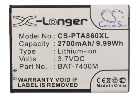 3.7V, Li-ion, 2700mAh, SmartPhone battery fits Pantech, Sky, Bat-7400m, A860s 4g, Im-a860, 9.99Wh Mobile, SmartPhone Cameron Sino Technology Limited (Smartphone)