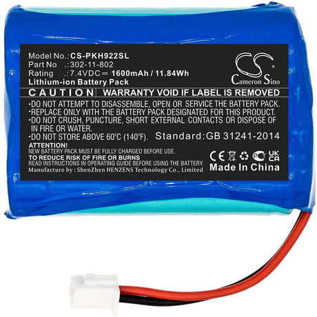 7.4V, Li-ion, 1600mAh, Equipment battery fits Peaktech, 302-11-802, DVB-C, Dvb-c/s/t, 11.84Wh Equipment, Survey, Test Cameron Sino Technology Limited