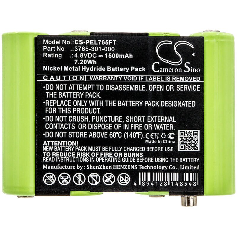 4.8V, Ni-MH, 1500mAh, Flashlight battery fits Pelican, 3765-301-000, 3715z0 Led Atex 2015, 3760z0, 7.20Wh Flashlight Cameron Sino Technology Limited