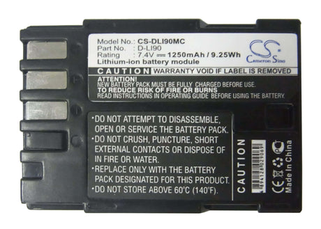 7.4V, Li-ion, 1250mAh, Camera battery fits Pentax, D-li90, 645d, 645z, 9.25Wh Camera Cameron Sino Technology Limited (Camera)