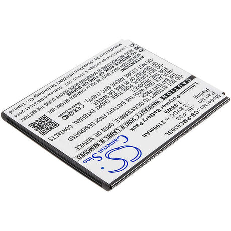 3.8V, Li-Polymer, 2100mAh, SmartPhone battery fits Phicomm, Bl-f33, C630, C630lv, 7.98Wh Mobile, SmartPhone Cameron Sino Technology Limited (Suspended)
