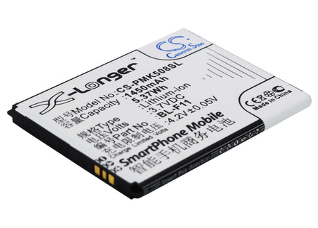 3.7V, Li-ion, 1450mAh, SmartPhone battery fits Phicomm, Bl-f11, F11, I508, 5.37Wh Mobile, SmartPhone Cameron Sino Technology Limited (Suspended)