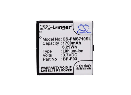 3.7V, Li-ion, 1700mAh, SmartPhone battery fits Phicomm, Bp-f03, Fws 710, 6.29Wh Mobile, SmartPhone Cameron Sino Technology Limited (Suspended)