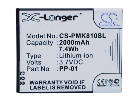 3.7V, Li-ion, 2000mAh, SmartPhone battery fits Phicomm, Pp-01, I810t, 7.4Wh Mobile, SmartPhone Cameron Sino Technology Limited (Suspended)