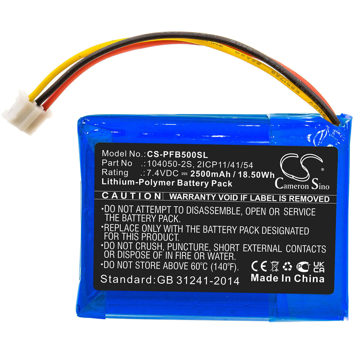 7.4V, Li-Polymer, 2500mAh, Speaker battery fits Philips, B5/12, Fidelio B5, 18.50Wh Speaker Cameron Sino Technology Limited