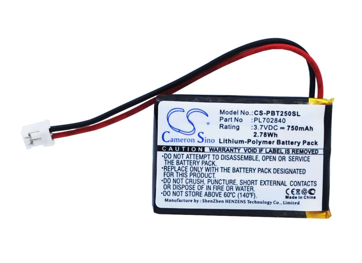 3.7V, Li-Polymer, 750mAh, Speaker battery fits Philips, Bt2500, Bt2500b, 2.78Wh Speaker Cameron Sino Technology Limited