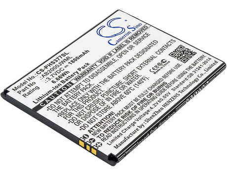 3.7V, Li-ion, 1800mAh, SmartPhone battery fits Philips, Ab2000jwml, Cts337, Xenium S337, 6.66Wh Mobile, SmartPhone Cameron Sino Technology Limited (Smartphone)