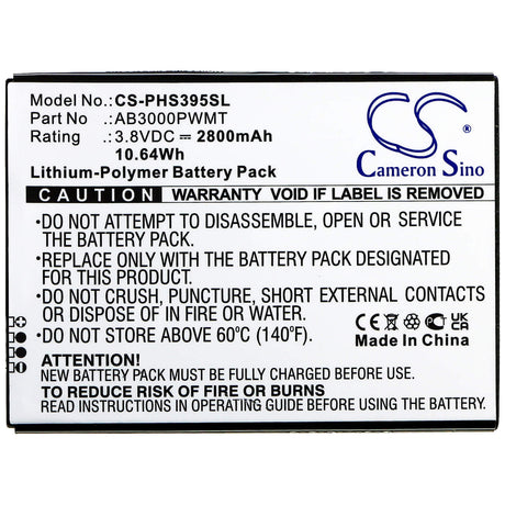 3.8V, Li-Polymer, 2800mAh, SmartPhone battery fits Philips, Ab3000pwmt, Cts395, Xenium S395, 10.64Wh Mobile, SmartPhone Cameron Sino Technology Limited (Smartphone)