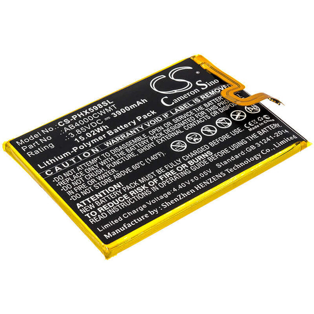 3.85V, Li-Polymer, 3900mAh, SmartPhone battery fits Philips, Ab4000cwmt, Cts598, X598, 15.02Wh Mobile, SmartPhone Cameron Sino Technology Limited (Smartphone)