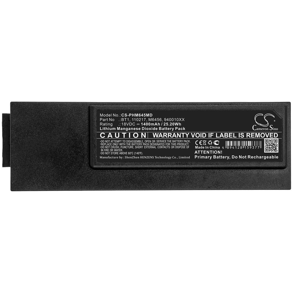18V, Li-MnO2, 1400mAh, Medical battery fits Philips, 110217, Defibrillator Forerunner 1 Fr1, Defibrillator Halbautomat Fore, 25.20Wh Medical Cameron Sino Technology Limited (Medical)