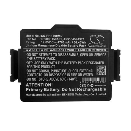 12.0V, Li-MnO2, 4700mAh, Medical battery fits Philips, 453564288031, Dsa Heartstart Fr3, Heartstart Fr3, 56.40Wh Medical Cameron Sino Technology Limited (Medical)