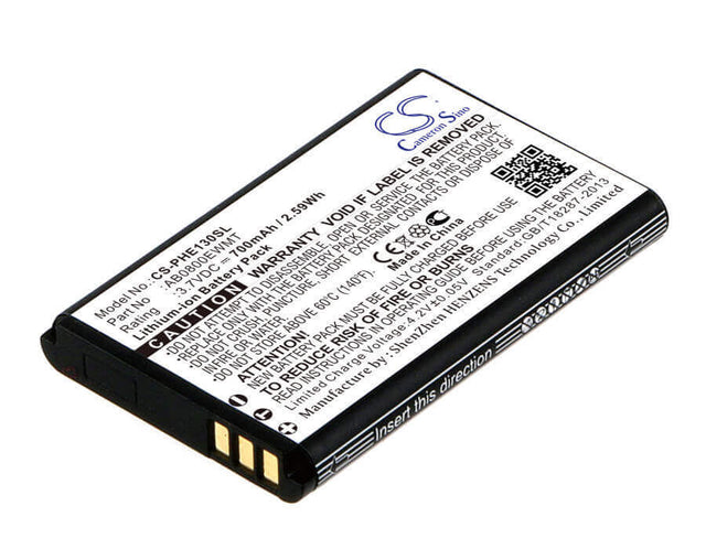 3.7V, Li-ion, 700mAh, SmartPhone battery fits Philips, Ab0800ewmt, E105, E130, 2.59Wh Mobile, SmartPhone Cameron Sino Technology Limited (Smartphone)