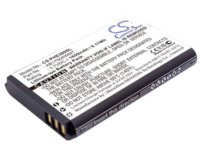 3.7V, Li-ion, 1650mAh, SmartPhone battery fits Philips, Ab1750awmt, E380, Xenium E380, 6.11Wh Mobile, SmartPhone Cameron Sino Technology Limited (Smartphone)