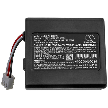 10.8V, Li-ion, 2600mAh, Vacuum battery fits Philips, Fc8007/01, Fc8007/81, Fc8008/01, 28.08Wh Vacuum Cameron Sino Technology Limited