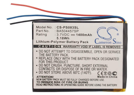 3.7V, Li-Polymer, 1400mAh, Media Player battery fits Philips, Ba504457sp, Gogear Muse, Sa2mus16s/02, 5.18Wh Media Player Cameron Sino Technology Limited