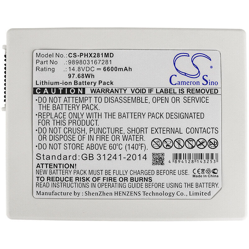 14.8V, Li-ion, 6600mAh, Medical battery fits Philips, 989803167281, Defibrillateur, Heartstart Xl Plus, 97.68Wh Medical Cameron Sino Technology Limited (Medical)