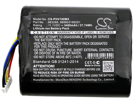 11.1V, Li-ion, 3400mAh, Medical battery fits Philips, 453564243501, Moniteur Portable Suresigns Vm, Monitor Vs1, 37.74Wh Medical Cameron Sino Technology Limited (Medical)